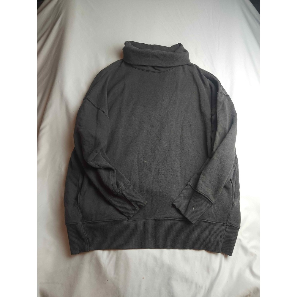 Aerie Oversized Turtleneck Sweatshirt Charcoal Gray Fleece Pullover Womens Small